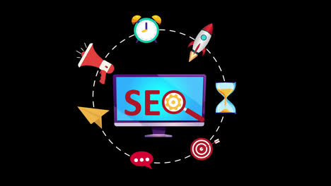 SEO,-Suchmaschinenoptimierung,-Website-Boost-SEO-Ranking-Konzept,-Suchergebnisse,-Digitales-Marketing,-Web-Traffic-Analyse-Mit-Alphakanal.